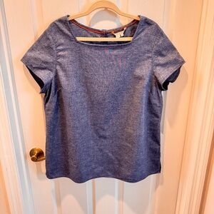 Woman's, Button Up Back, Blue Top, Size 16
